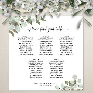 5 Tafel Eucalyptus Leaves Wedding Seding Chart Poster