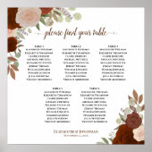 5 Tafel Sinaasappel Floral Wedding Seating Chart Poster (Voorkant)