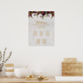 5 Tafelplaatje Marble Burgundy White Peony Poster (Keuken)