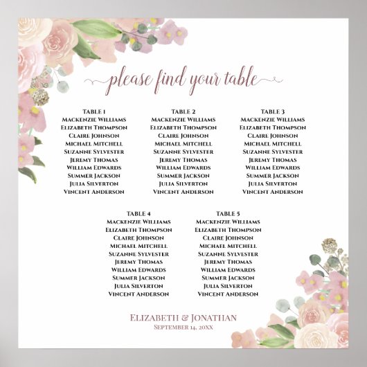 5 Tafelroze roze rozen weddenschappen Poster (Voorkant)