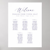 5 Tafels Donkerblauw Welkom Zitplaatskaart Poster (Voorkant)