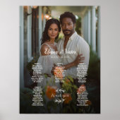 5 tafels elegante foto bruiloft zitgrafiek poster (Voorkant)