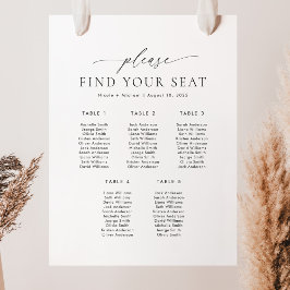 5 Tafels Gelieve uw plaats te zoeken zitplaatsinde Poster
