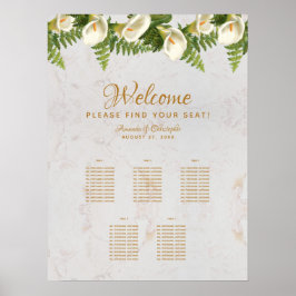 5 Tafels Stoelindeling Calla-lelies Marmeren Huwel Poster