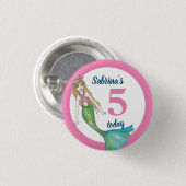 5 Tegenwoordig heerlijke zeemeermin met Blonde Hai Ronde Button 3,2 Cm (Voorkant /achterkant)