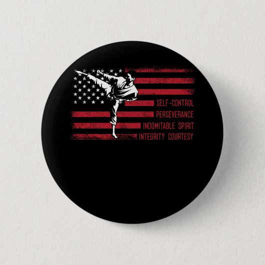 5 Tenets American Taekwondo Fighting Ronde Button 5,7 Cm (Voorkant)