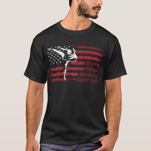 5 Tenets American Taekwondo Fighting T-shirt (Voorkant)