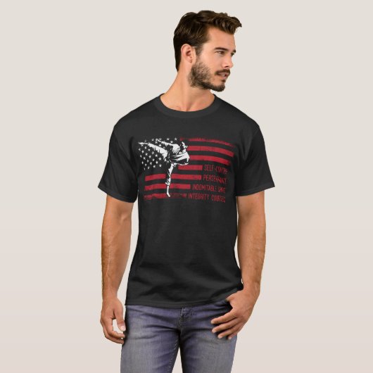 5 Tenets American Taekwondo Fighting T-shirt (Voorkant volledig)