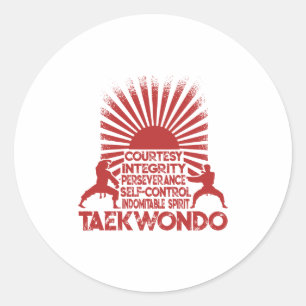 5 Tenets van Taekwondo Ronde Sticker