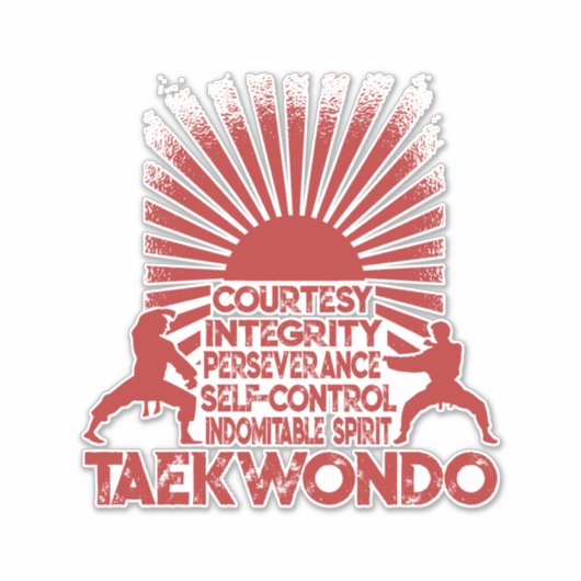 5 Tenets van Taekwondo Sticker (Voorkant)