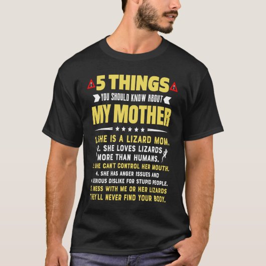 5 Things You Should Know About My Lizard Mom Hilar T-shirt (Voorkant)