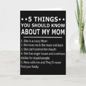 5 Things You Should Know About My Mom Tee Shirt Gi Kaart (Voorkant)