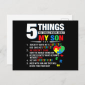 5 Things You Should Know About My Son Autism Aware Briefkaart (Voorkant / Achterkant)