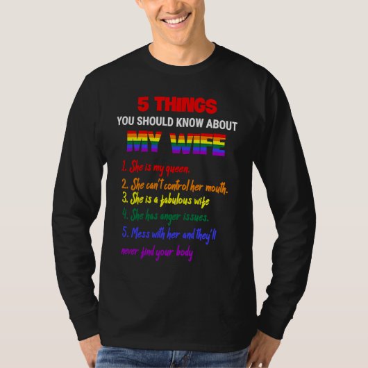 5 Things You Should Know About My Wife T-shirt (Voorkant)