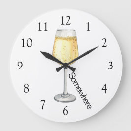 5 uur ergens champagne grote klok