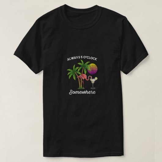 5 uur ergens drink flamingo t-shirt (Design voorkant)