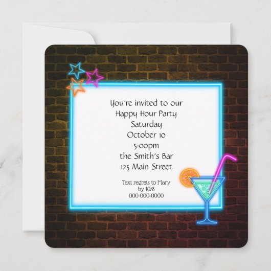 5 uur Happy Hour Party Kaart (Achterkant)