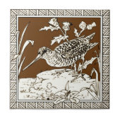 #5 van 12 Repro 1880s Minton Mocha Bird Series Tegeltje (Voorkant)