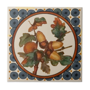 #5 van 5 Repro 1890 Doulton Lambeth Hand geschilde Tegeltje