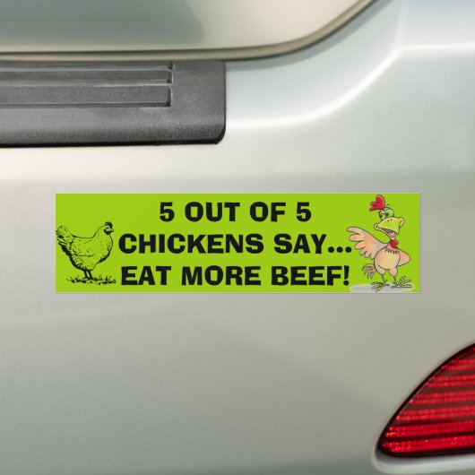 5 van de 5 kippen zeggen Bumpersticker (Op auto)