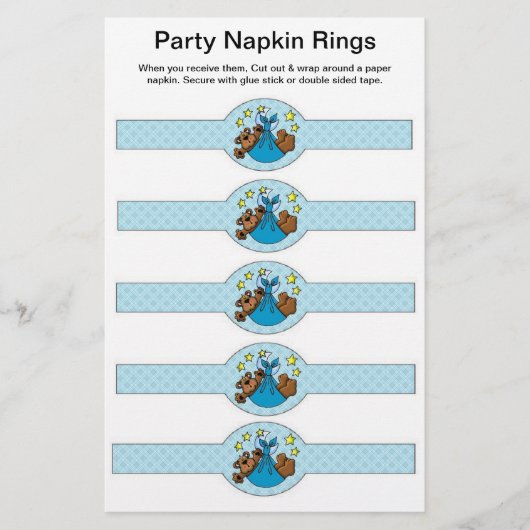 5 vellen babyBoy Shower-papier Napkin-ringers Flyer (Voorkant)
