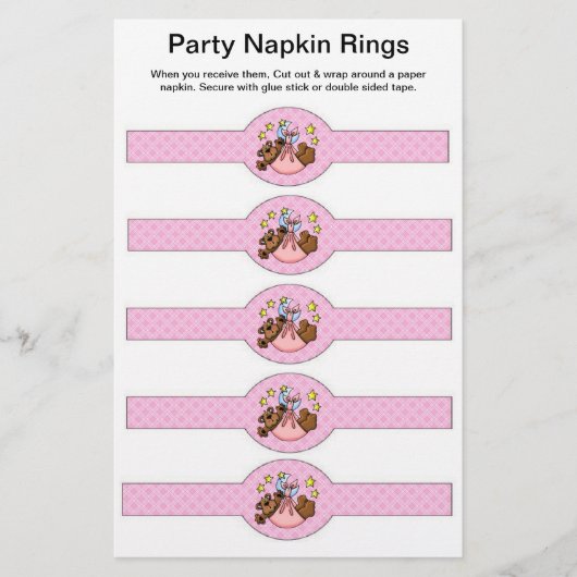 5 vellen Babymeisjes Shower Paper Napkin-ringers Flyer (Voorkant)