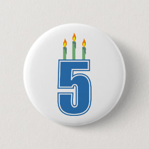 5 Verjaardagkaarsen (blauw / groen) Ronde Button 5,7 Cm
