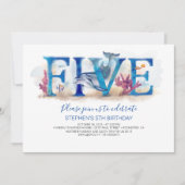 5 Verjaardagsuitnodiging Magic Onder de Zee Wereld Kaart (Voorkant)