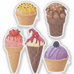 5 Verschillende IJslolly Stickers