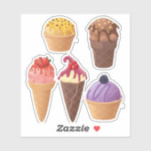 5 Verschillende IJslolly Stickers (Vel)