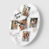 5 Vijf Foto Modern Elegant Collage Family Love Grote Klok (Hoek)