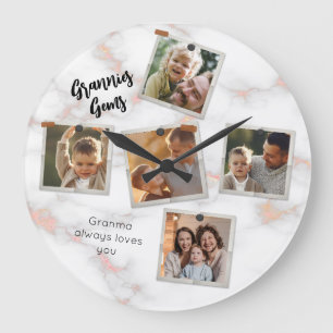 5 Vijf Foto Modern Elegant Collage Family Love Grote Klok