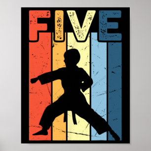 5 Vijf Karate Lover 5e Verjaardag 5 Jaar Oude Mart Poster
