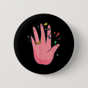 5 vinger verlovingshand feest beste verloofde brui ronde button 5,7 cm