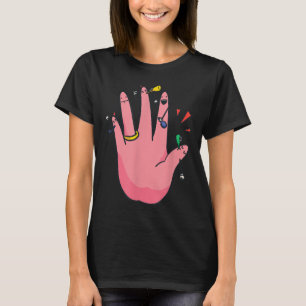 5 vinger verlovingshand feest beste verloofde brui t-shirt
