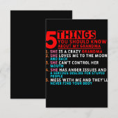 5 Wat je moet weten over mijn oma Bedankkaart (Voorkant / Achterkant)