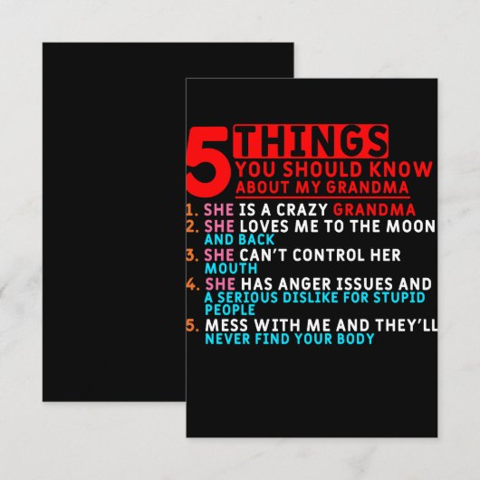 5 Wat je moet weten over mijn oma Bedankkaart (Voorkant / Achterkant)