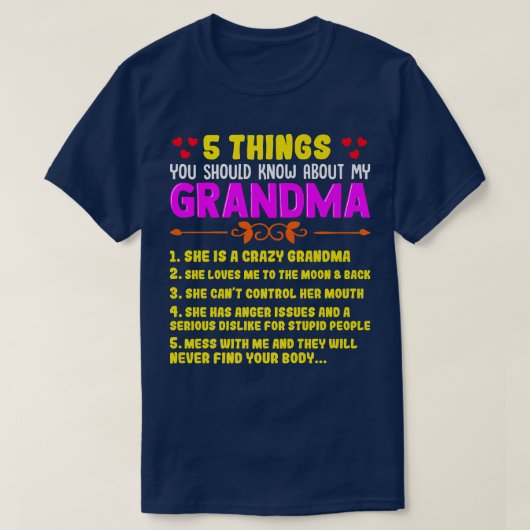 5 Wat je moet weten over mijn oma Humor G T-shirt (Design voorkant)