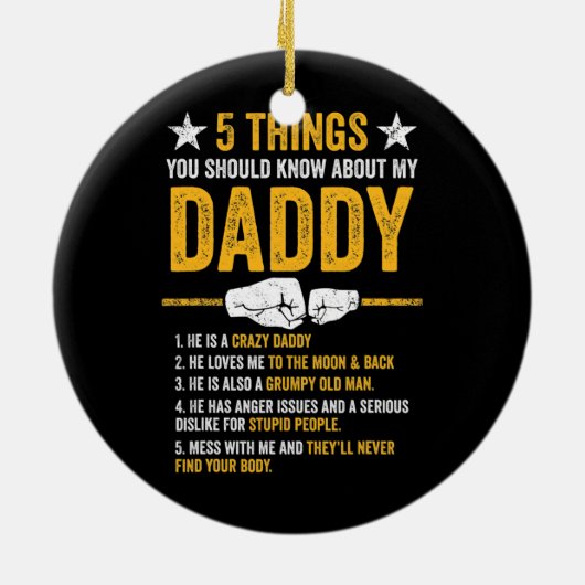 5 Wat je moet weten over mijn vader Keramisch Ornament (Achterkant)