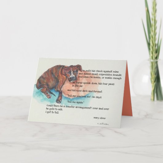 #5 waterverven van reddingsjong & Mary Oliver gedi Kaart (Voorkant)