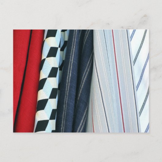 5 weefsels met geometrische patronen briefkaart (Voorkant)