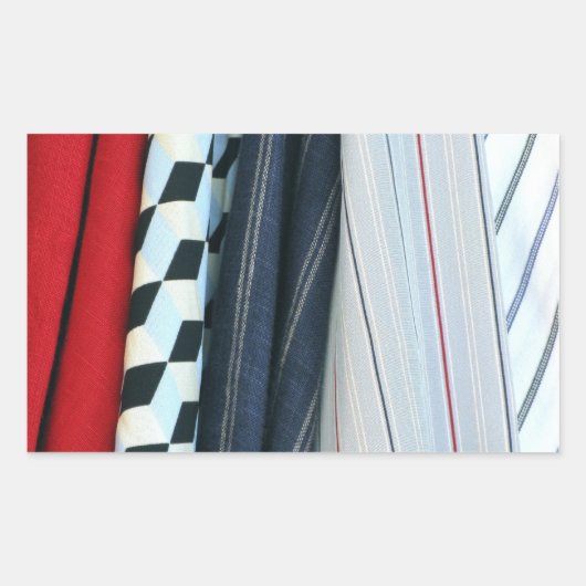 5 weefsels met geometrische patronen rechthoekige sticker (Voorkant)