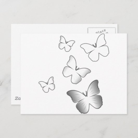5 Witte Butterflies Briefkaart (Voorkant / Achterkant)