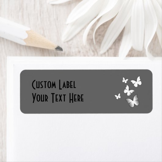 5 Witte Butterflies Etiket (Insitu)