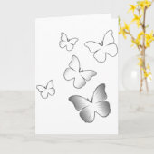 5 Witte Butterflies Kaart (Gele Bloem)