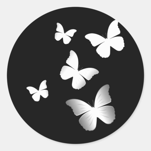 5 Witte Butterflies Ronde Sticker (Voorkant)