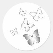 5 Witte Butterflies Ronde Sticker (Voorkant)