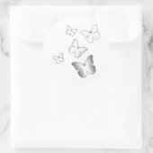5 Witte Butterflies Ronde Sticker (Tas)