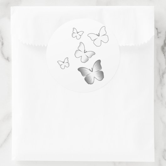 5 Witte Butterflies Ronde Sticker (Tas)