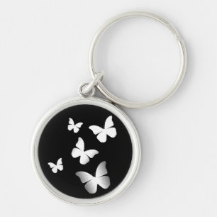 5 Witte Butterflies Sleutelhanger